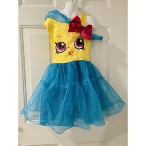 Shopkins Costume Dress Medium 7/8 Girls Yellow Blue Sleeveless Queen Cupcake